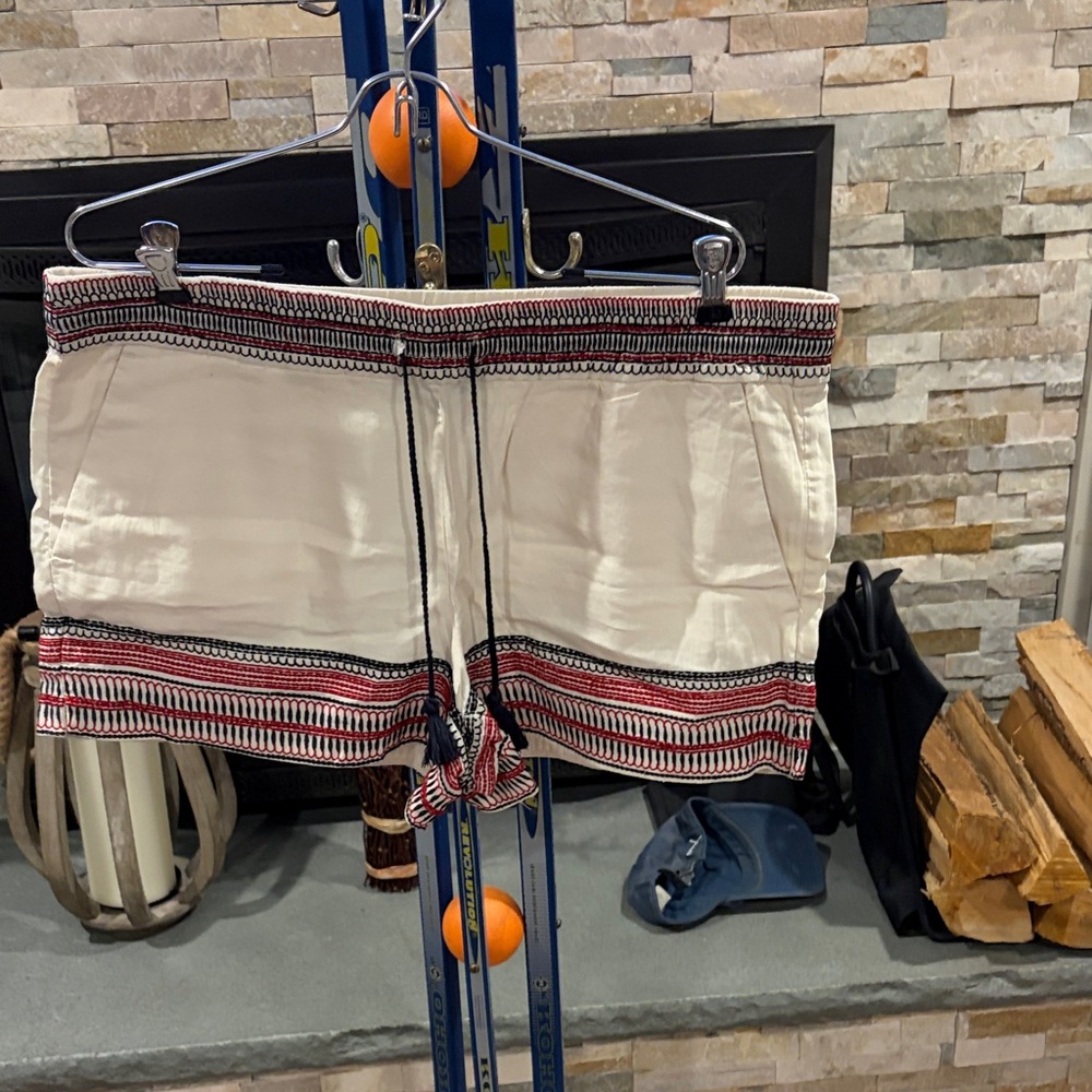 LOFT White and Red Patterned Women Shorts
